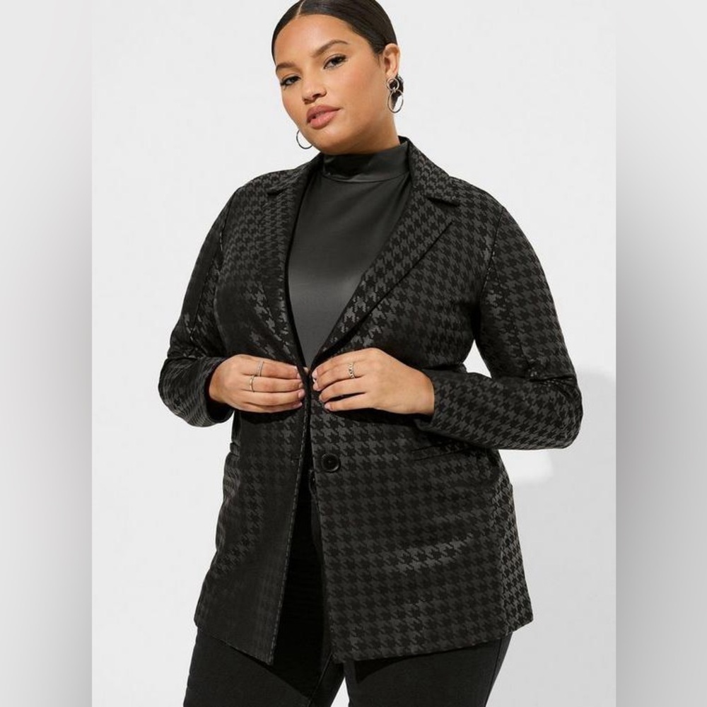 Torrid Studio Luxe Relaxed Houndstooth Blazer 14 - 16 Size 1